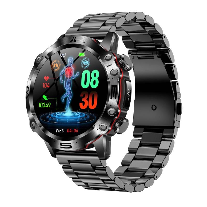 Smart Watch featuring ECG, Blood Pressure, and Glucose Monitoring with a 1.43-Inch Touch Screen and IP68 Waterproof rating. 0